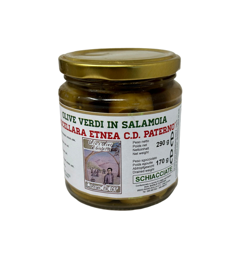 Olive Verdi in Salamoia - Schiacciate - 290 gr